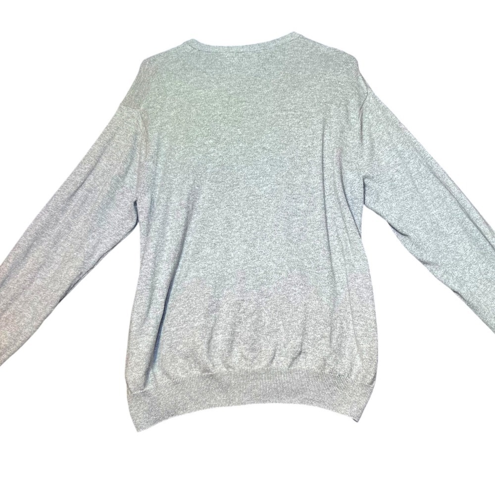 CHAPS V Neck Sweater Mens Medium Gray Cotton Cashmere Knit Pullover Top Casual - Picture 3 of 10
